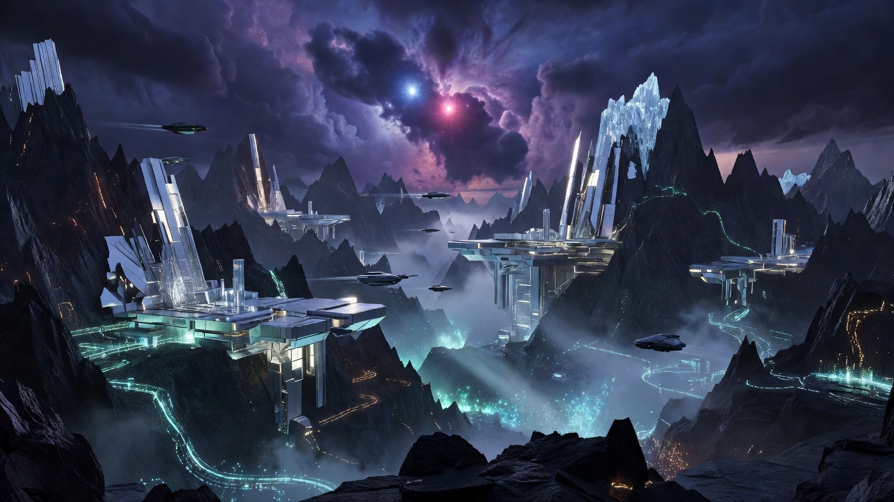 Futuristic Sci-Fi Mountain Landscape